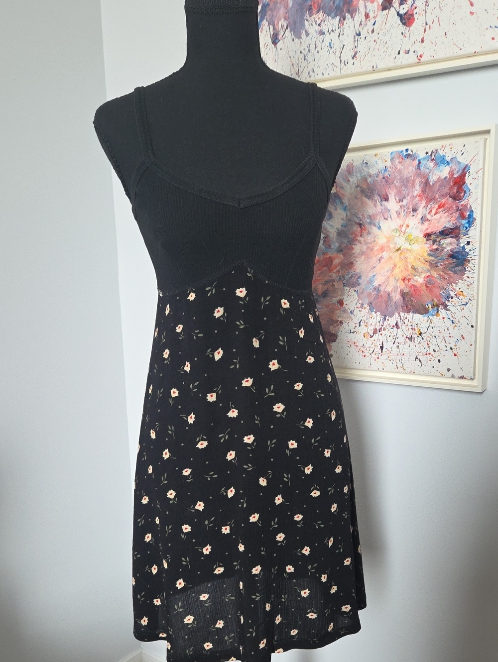 Black Floral Tank Dress - Women's Sleeveless Summer Dress